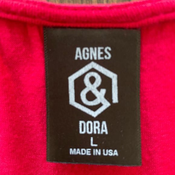 Agnes & Dora Tank Top size L Cherry Red Flowy Casual Plunge Neck - Picture 6 of 9